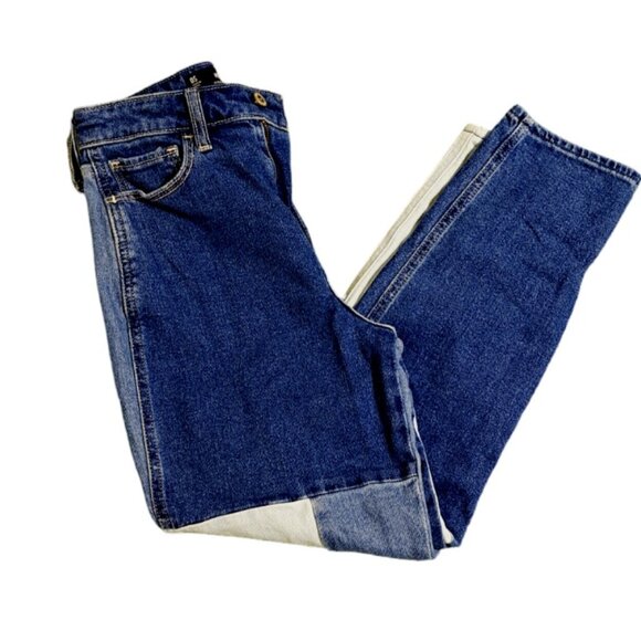 Hollister Women's Patchwork Denim Jeans Blue Multicolor Retro Sz 24 - Picture 1 of 8